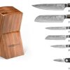 Yatoshi 7 Knife Block Set - Pro Kitchen Knife Set Ultra Sharp High Carbon Stainless Steel with Ergonomic Handle