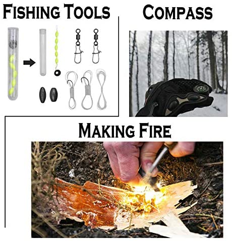 IUNIO Survival Off-Roading Tool Kit, Folding Shovel, Camping Axe, Multitool, Pickaxe, with Carrying Bag, for Outdoor, Car Emergency (Upgrade Black)