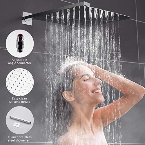 ESNBIA Oil Rubbed Bronze Shower System, Bathroom 12 Inches Rain Shower Head