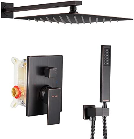 ESNBIA Oil Rubbed Bronze Shower System, Bathroom 12 Inches Rain Shower Head