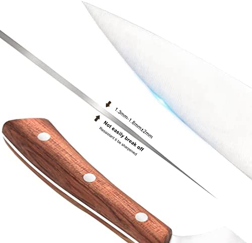 Vestaware Knife Set, 16-Piece Chef Knife Set with Knife Sharpener, Stainless Steel Kitchen Knives Set with Wooden Block, 6 Steak Knives and Bonus Scissors