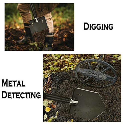 IUNIO Survival Off-Roading Tool Kit, Folding Shovel, Camping Axe, Multitool, Pickaxe, with Carrying Bag, for Outdoor, Car Emergency (Upgrade Black)