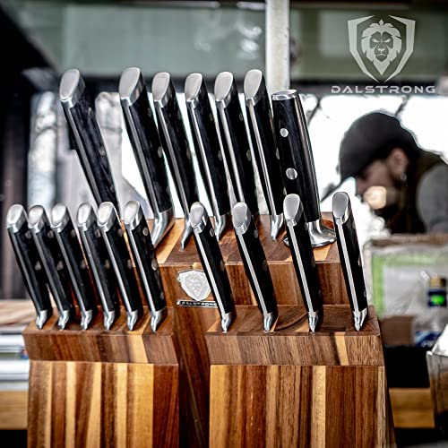 DALSTRONG Knife Block Set - 5 Piece - Gladiator Series - with Modular, Multi-Level Block - German HC Stainless Steel - Premium ABS Polymer Handles - NSF Certified