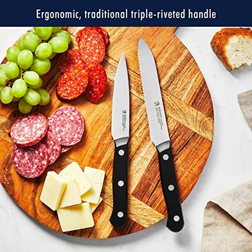 HENCKELS Solution 12-pc Knife Set with Block, Chef Knife, Paring Knife, Steak Knife Set, Grey, Stainless Steel