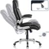 Executive Office Desk Chair with Flip-up Armrests, Executive Chair PU Leather Swivel Task Chair with Lumbar Support