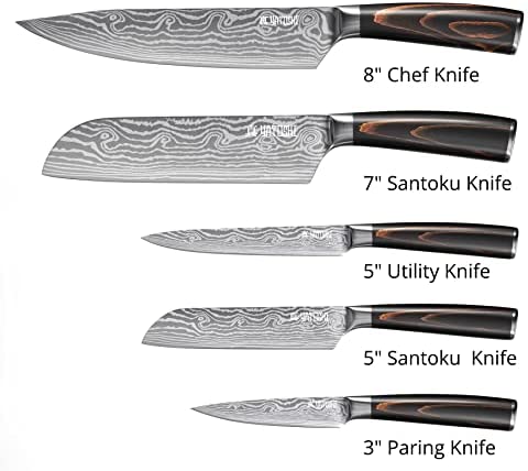 Yatoshi 7 Knife Block Set - Pro Kitchen Knife Set Ultra Sharp High Carbon Stainless Steel with Ergonomic Handle