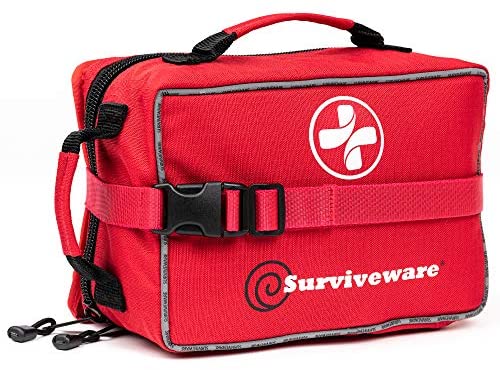 Surviveware Comprehensive Premium First Aid Kit Emergency Medical Kit for Trucks, Cars, Camping, Office and Sports and Outdoor Emergencies - Large 200 Piece Set