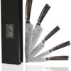 Yatoshi 7 Knife Block Set - Pro Kitchen Knife Set Ultra Sharp High Carbon Stainless Steel with Ergonomic Handle