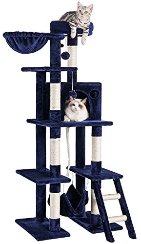 rabbitgoo Cat Tree Cat Tower 61" for Indoor Cats, Multi-Level Cat Condo with Hammock & Scratching Posts for Kittens