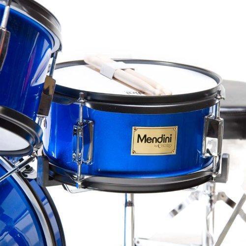 Mendini By Cecilio Drum Set For Kids/Junior – 16-Inch, 5-Piece, Blue Metallic – Starter Drums Kit w/Adjustable Throne, Cymbal, Pedal & Drumsticks – MJDS-5-BL