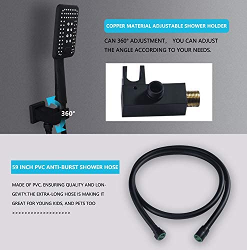 ESNBIA Oil Rubbed Bronze Shower System, Bathroom 12 Inches Rain Shower Head