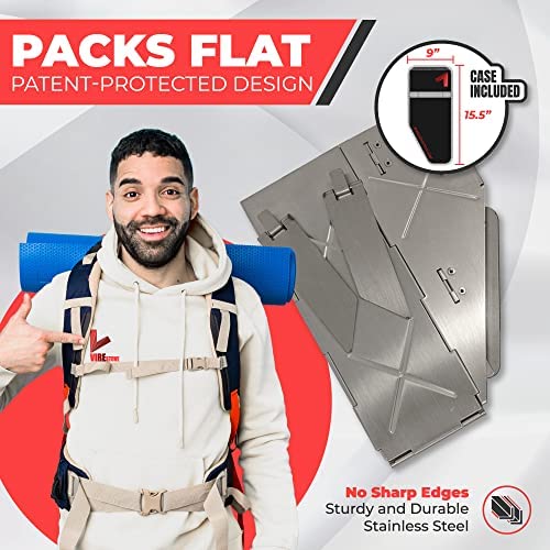 Vire Stove - Portable & Foldable Outdoor Wood Burning Rocket Stove | Survival or Emergency Gear | Camping Cooking Twig Stove