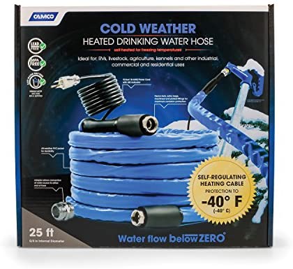 Camco 22912 50 Feet Taste Pure Heated Drinking Water Hose with Thermostat - Lead Free