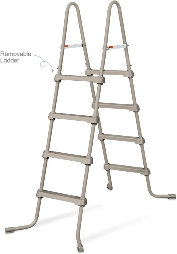 Funsicle 16ft x 48in Round Oasis Designer Above Ground Pool, Dark Double Rattan with SkimmerPlus Filter Pump & Ladder - MadeInUSA