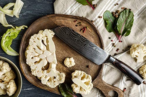 Yatoshi 7 Knife Block Set - Pro Kitchen Knife Set Ultra Sharp High Carbon Stainless Steel with Ergonomic Handle