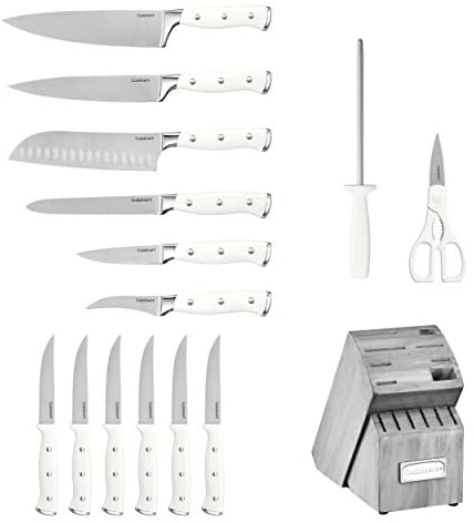 Cuisinart C77WTR-15P Classic Forged Triple Rivet, 15-Piece Knife Set, White