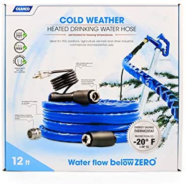 Camco 22912 50 Feet Taste Pure Heated Drinking Water Hose with Thermostat - Lead Free