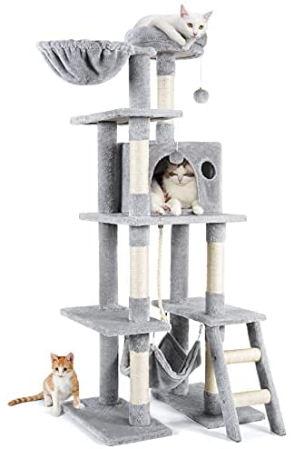 rabbitgoo Cat Tree Cat Tower 61" for Indoor Cats, Multi-Level Cat Condo with Hammock & Scratching Posts for Kittens
