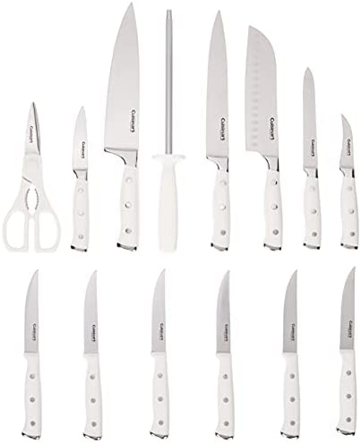 Cuisinart C77WTR-15P Classic Forged Triple Rivet, 15-Piece Knife Set, White