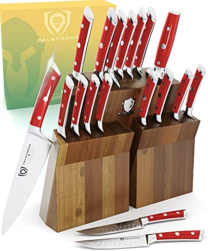 DALSTRONG Knife Block Set - 5 Piece - Gladiator Series - with Modular, Multi-Level Block - German HC Stainless Steel - Premium ABS Polymer Handles - NSF Certified