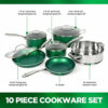 Granitestone Emerald Collection 10 Piece Pots and Pans Set with Ultra Nonstick Durable Mineral & Diamond Triple Coated Surface, Stainless Steel Stay Cool Handles, Oven & Dishwasher Safe